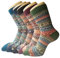 5 Paar Damen Winter Wollesocken, atmungsaktive weiche dicke Socken - bunte Farbe Premium Qualität klimaregulierende Wirkung,Einheitsgröße,A6