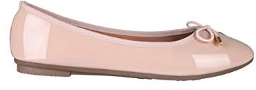 KRISP Damen Klasssische Ballerinas Lack Balerinaschuhe Flach Damenschuhe;Beige;37;3701-NUD-4