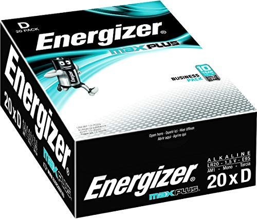 Energizer Batteria, MAX PLUS, alcaline, mono, D, LR20, 1,5 V (20 pezzi), riceverete 1 confezione da 20 pezzi