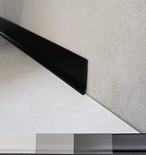 MadeInNature, Battiscopa flessibile in PVC di alta qualità, bianco, grigio chiaro, grigio scuro, nero, altezza 70 mm, lunghezza a scelta (8 ml, nero)