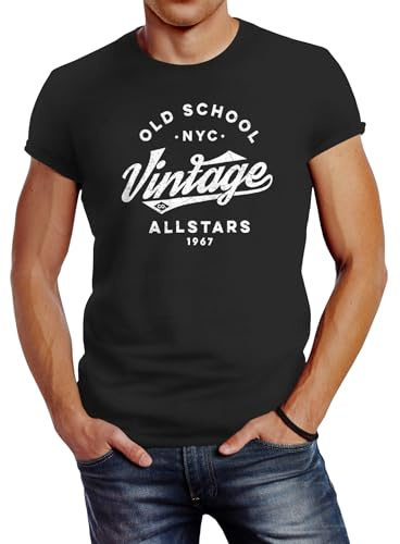Neverless® Herren T-Shirt Schriftzug Oldschool Vintage Allstars Fashion Streetstyle