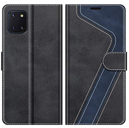 MOBESV Hülle für Samsung Galaxy Note 10 Lite Handyhülle, Lederhülle mit Kartenfach, Klapphülle mit Ständer, Flip Case Handytasche Schutzhülle, Modisch Schwarz