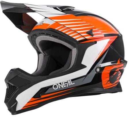 O'NEAL | Motocross-Helm | MX Enduro Motorrad | ABS-Schale, , Lüftungsöffnungen für optimale Belüftung & Kühlung | 1SRS Helmet Stream | Erwachsene | Schwarz Orange | Größe L