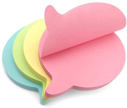 Lot de 400 bloc-notes repositionnables en forme de cœur - Couleurs pastel - 76 x 76 mm - 4 blocs de 100 feuilles - Bleu, rose, vert, jaune