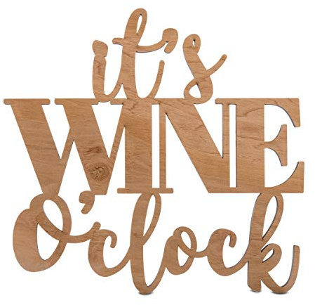 Holz Schriftzug Deko Dekoration Wanddeko versch. Größen Farben - Wine o'clock