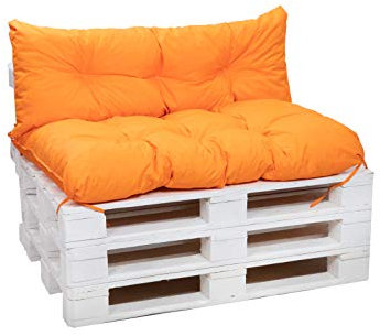 kruger - Cuscini per Pallet – per Divani, Sedie e Amache – Cuscini da Giardino Impermeabili – Tessuto Idrorepellente e Anti-UV (Arancione, Cuscini SET 120x80 + 120x40 cm)