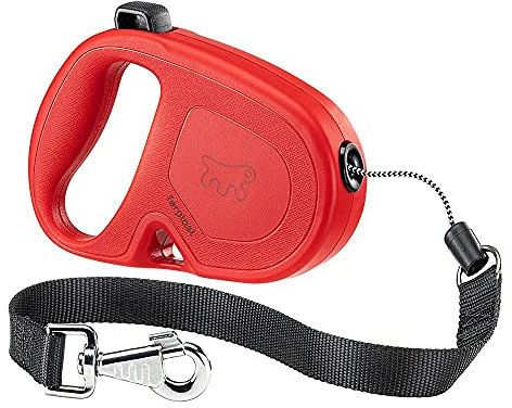 Ferplast Hundeleine Flippy ONE, Rollleine große Hunde bis 35 kg. Ausziehbare Schnur max. 5 m. Einzelner Knopf zum Verriegeln und Entriegeln, rot