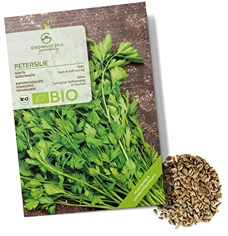 Semi di prezzemolo liscio biologiche - Semi di erbe aromatiche da coltivare in cucina, sul balcone, sul orto rialzato e in giardino