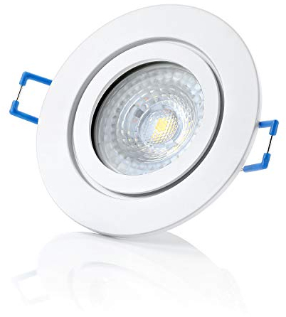 Sweet Led Einbaustrahler Bad Dimmbar,IP44 Aluminium Ø84mm,Feuchtraum Einbauleuchte,Badezimmer,Rund alu,inkl.GU10 7W Warmweiß 530Lm 3000k Warmweiß,Klickverschluß,Einbaurahmen,Einbauspot (Weiß, 3er)