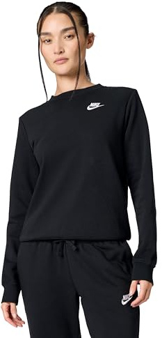 NIKE DQ5473-010 W NSW CLUB FLC CREW STD Sweatshirt Women's Black/White Size S