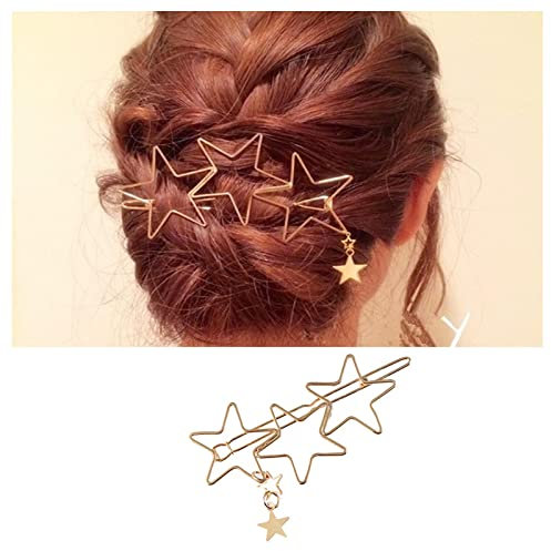 Dervivea Boho Hohlen Stern Haarspangen Barrette Minimalistischen Gold Haarnadel Stern Tropfen Haarspange Metall Geometrie Haarspange Pin Haar-Accessoire Für Frauen Und Mädchen Kopfschmuck