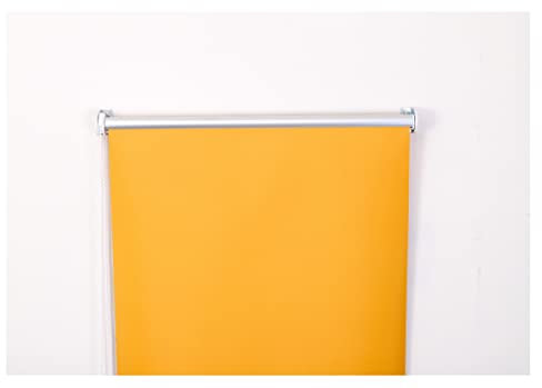 Thermal Insulated Blackout Fabric Roller Blinds, Easy Fit Room Darkening Shades Fittings Included Ochre (Width 60cm x Length 165cm, Blackout, Ochre) (BK004)