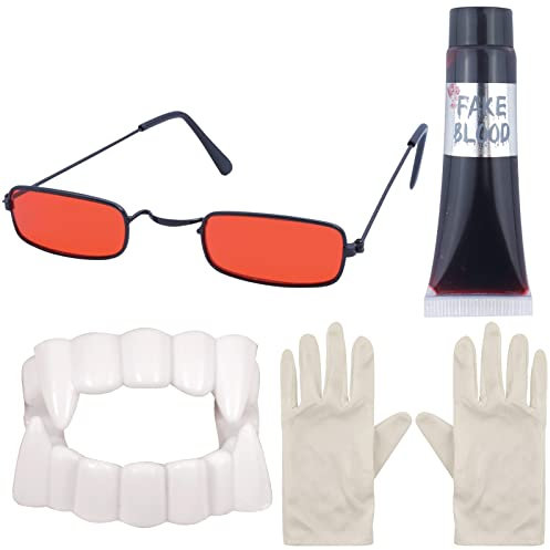 labreeze Adults Dracula Shades Fake Blood Tube Fanged Teeth Halloween Vampire Party Set