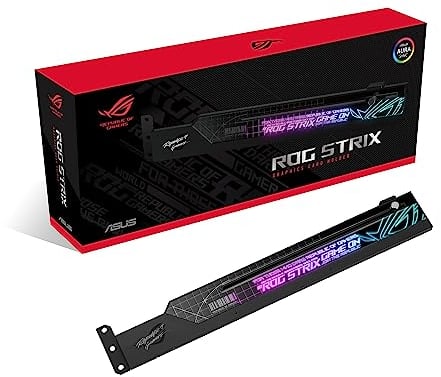 ASUS ROG Strix ARGB Graphics Card Holder (GPU Holder, AURA Sync ARGB Lighting, Adjustable Size, Easy Mount, Compatible with ATX Cases, Black)