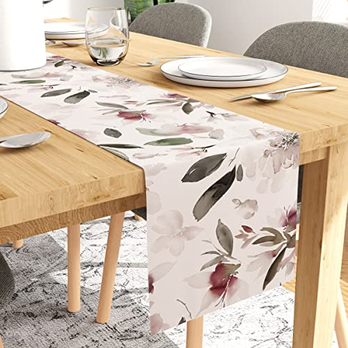 Encasa Esstischläufer für 6 Seater- Polyester-Twill-Stoff-Folie Digitaldruck- Wasserfest- Größe 28x150 cm- Dekoratives Tuch für Zuhause, Cafés & Hotels-Washable- 1 PC- F1 neutral