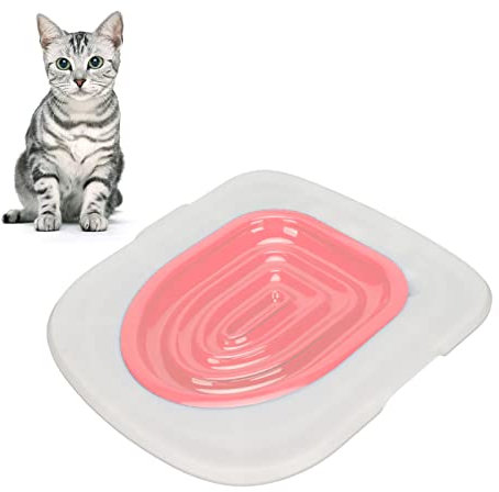 Cat Toilet Trainer, Universal Strong Bearing Capacity Reusable Cat Toilet Training Kit for Home for Pet Cleaning (White Tray, 1 Pink Inner Support)
