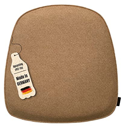 kontor28 - nachhaltiges Sitzkissen Stuhl Komfort, handgefertigt Made in Germany, 39 x 40 cm aus upcycling rPET Filz, Sitzauflage mit Polsterung - Outdoor geeignet & waschbar, düne 4er Set