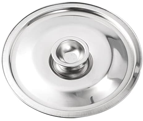 Lurrose 16cm Stainless Steel Seasoning Pot Cover Universal Pot Lid Metal Frying Pan Lid Replacement for Home Kitchen Restaurant