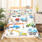 Homewish Bagger Bettbezug Set Cartoon BAU LKW Bettwäsche Sets Baufahrzeug Tröster Abdeckung für Kinder Jungen Traktor Zement Mixer Hand Draw Quilt Cover Kinderzimmer Dekor 1 Kissenbezug 155x220