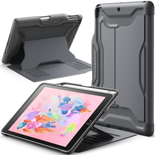 JETech Funda para iPad 9,7 Pulgadas 2018/2017 (6.a/5.a Generación) con Soporte para Pencil, Soporte Magnético Protector de Múltiples Ángulos, Antigolpes (Gris Espacial)