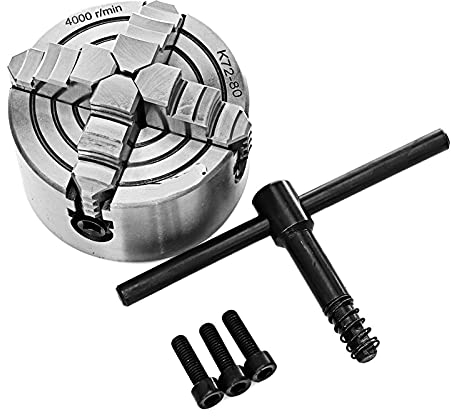 BREAKA Bedienfeld for Holzdrehmaschine K72-80/K72-100/K72-125, 4-Backen-Drehfutter 80 mm/100 mm/125 mm, freistehend, 1 Stück Sicherheitsfutterschlüssel, 3 Stück Befestigungsschrauben (Size : 125MM)
