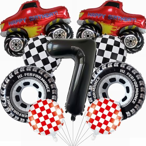Yunchu Online Luftballon Auto Geburtstag Kit Monster Truck Cars Geburtstagsdeko Junge 7. Truck Geburtstag Dekoration Auto Thema Party Dekorationen für Monster Truck Rennen Auto Theme Party Supplies