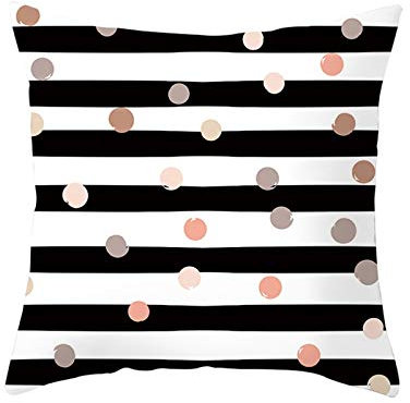 CEVAN Leinen Kissenbezüge Landhausstil Kissenhülle Draussen Weiß Schwarz Kissenbezüge Länglich Kissenhülle Jugendzimmer Gestreifte Runde Spitze Kissenbezüge Sofa Dekor 40x40 cm