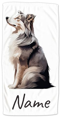 GRAZDesign Handtuch mit Hund und Namen personalisiert, Australian Shepherd auf Duschtuch, Badetuch in Zwei Größen - 140x70cm