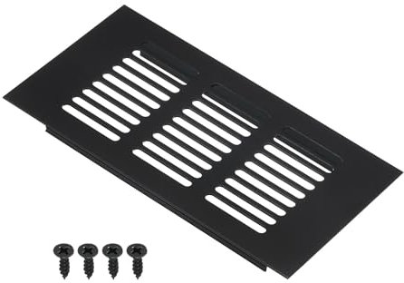 PATIKIL 6 x 3 Inch Door Air Vent Cover, Aluminum Grille Ventilation Cover Louvered with Mounting Screws for Cabinet Wardrobe Door, Black