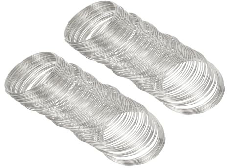 PATIKIL 100 Loops Memory Wire, 2pcs 1mm 18 Gauge Jewelry Wire Craft Wire Memory Steel Wire for Jewelry Making Bracelets Beading DIY Crafts, Light Gold