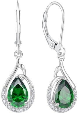 Starchenie Ohrringe 925 Sterling Silber Geburtsstein Zirkon Wassertropfen Anhänger Ohrhänger für Damen