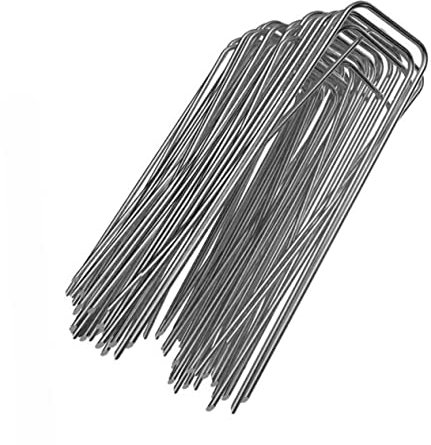 OFFSCH 50stücke U-förmige Rasennägel Aus Verzinktem Stahl Befestigungsnägel Für Rasen Unkrautgewebe Und Gartenpfähle Erosionsschutznägel