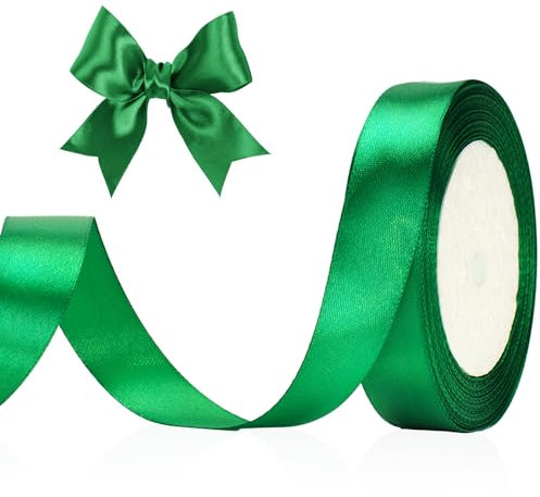 G2PLUS Grün Satinband 20mm, Dekoration Geschenkband, 22m Schleifenband zum Bastel, Grün Satin Dekoband für Geschenkverpackung, Dekoration