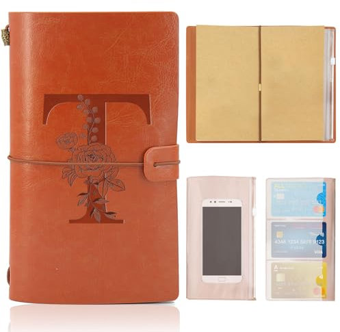 HSDSH Leder Notizbuch, Nachfüllbares Reisejournal, Vintage Tagebuch zum Geburtstag Geschenk für Frauen Männer, Personalisierte Geschenke für Mama Papa Schule Freund Lehrer Schwestern Kollegen（T