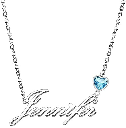 Kraven Damen Kette mit Namen Blauer Geburtsstein-Anhänger Halskette Namenskette Geschenk Personalisiert Damenkette Buchstaben Kette Geschenkidee für Frauen Teenager Mädchen Tochter