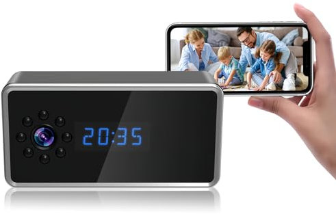 Bewinner 1080P Hidden Camera Alarm Clock, WiFi Home Security Camera, Hidden Camera with Audio, Nanny Cam Hidden Camera - Motion Detection, Remote Monitoring
