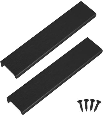 2 Stück Versteckte Schrankgriffe Schwarz, Versteckte Griffe Moderne Aluminium Schubladengriffe Möbelgriffe mit Schrauben Unsichtbare Griffe Möbel Schubladengriffe für Kleiderschrank Tür Schublade