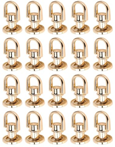 20 Stück D-Ring-Nieten, Zinklegierung, Eisen, D-Ring-Bolzenschraube, Kugelkopfknopf, Drehbare D-Ring-Bolzenschraube Handtasche, Rucksack, Haustierhalsband (Gold)