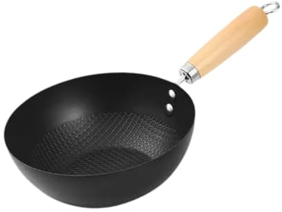 JISADER Wok, Antihaft-Wok, 20 cm, Eierbackform, unbeschichtet, Küchenkochgeschirr, chinesische Bratpfanne, Pfanne mit flachem Boden zum Kochen allgemein