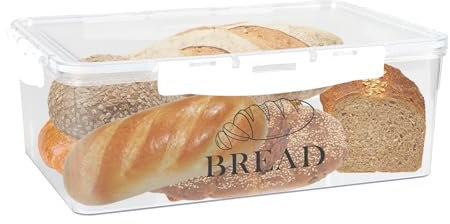 Gzsekken Bread Bin Bread Container with Lid, Plastic Bread Bins for Kitchen,Large Bread Storage Box BPA-Free Plastic Food Container for Bread Keeper for Homemade Bread Toast, Bagel, Donut and Cookies