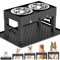 LAKIPETN Elevated Dog Bowls with Mat, Raised Dog Food Bowl Stand with 2 Stainless Steel Bowls, 5 Height Adjustable (3.1, 9, 10, 11, 12) Non-Slip Feeder Set for Medium and Large Dogs – Black