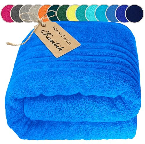 Lashuma Saunahandtuch groß Blau - Karibik, London Saunatuch für Damen und Herren 80x220 cm