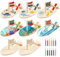Tikplus Holzboot Holz Bastelset Kinder, 8 Stück Holz Basteln Kinder, Mini Segelboot Basteln zum Bemalen, Holzbastelsets Lernspielzeug mit Aquarellstift für Mädchen Jungen Kindergeburtstag