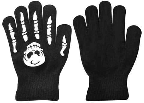 Skelett-Handschuhe für Kinder, Totenkopf-Knochen-Handschuhe | Kinder Halloween Radfahren Skelett Fäustlinge - Im Dunkeln leuchtende Totenkopf-Handschuhe für Kinder im Alter von 5–12 Jahren, Mädchen,