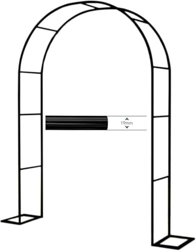 MISKYN 1.2M 1.4M 1.8M Black Metal Garden Arch, Heavy Duty Rose Arch, for Various Climbing Plant, Outdoor Garden Lawn Backyard Archway Decoration,Black,W1.2M*H2.2M