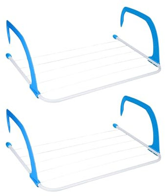 ADEPTNA 5 BAR Foldable Radiator Clothes Drying Rack with Adjustable Arms Towel Holder with Rustproof Coating – Indoor Over Radiator Airer, Space-Saving Caravan Home Clothes Dryer (PACK OF 2)