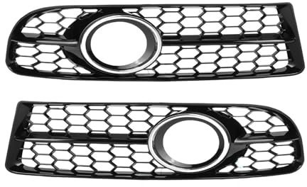 Kompatibel for Audi A4 B7 S4 B7 A4 S-Linie 2005-2008 Paar Front Nebelscheinwerfer Kühlergrill Abdeckung Unteren Waben Nebel Lampe Grill 8E0807681F 8E0807682F(Chrome Silver)