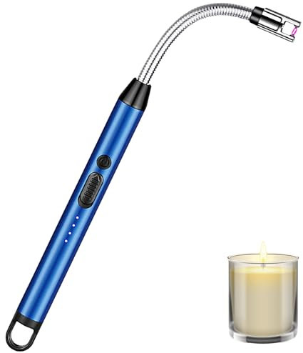 WOLMIK Electric Lighter - Windproof, Rechargeable USB with 360° Flexible Neck, Flameless Arc Lighter with LED Display - Blue