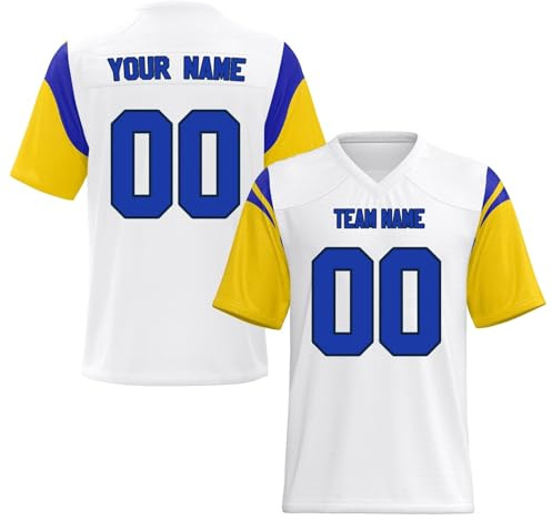 Yunshenla Personnalisé Maillot de Football Américain T Shirt Sport Maillot Rugby Personnalisable avec Nom et Numéro Homme Femme Enfant Tshirts Equipe de France T-Shirts Personnalisé(#35)