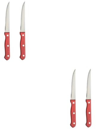 PRETYZOOM 4piezas Cuchillo Inoxidable Para Carne y Mango Ébano Utensilios De Cocina Para Steak Pizza y Comida Occidental